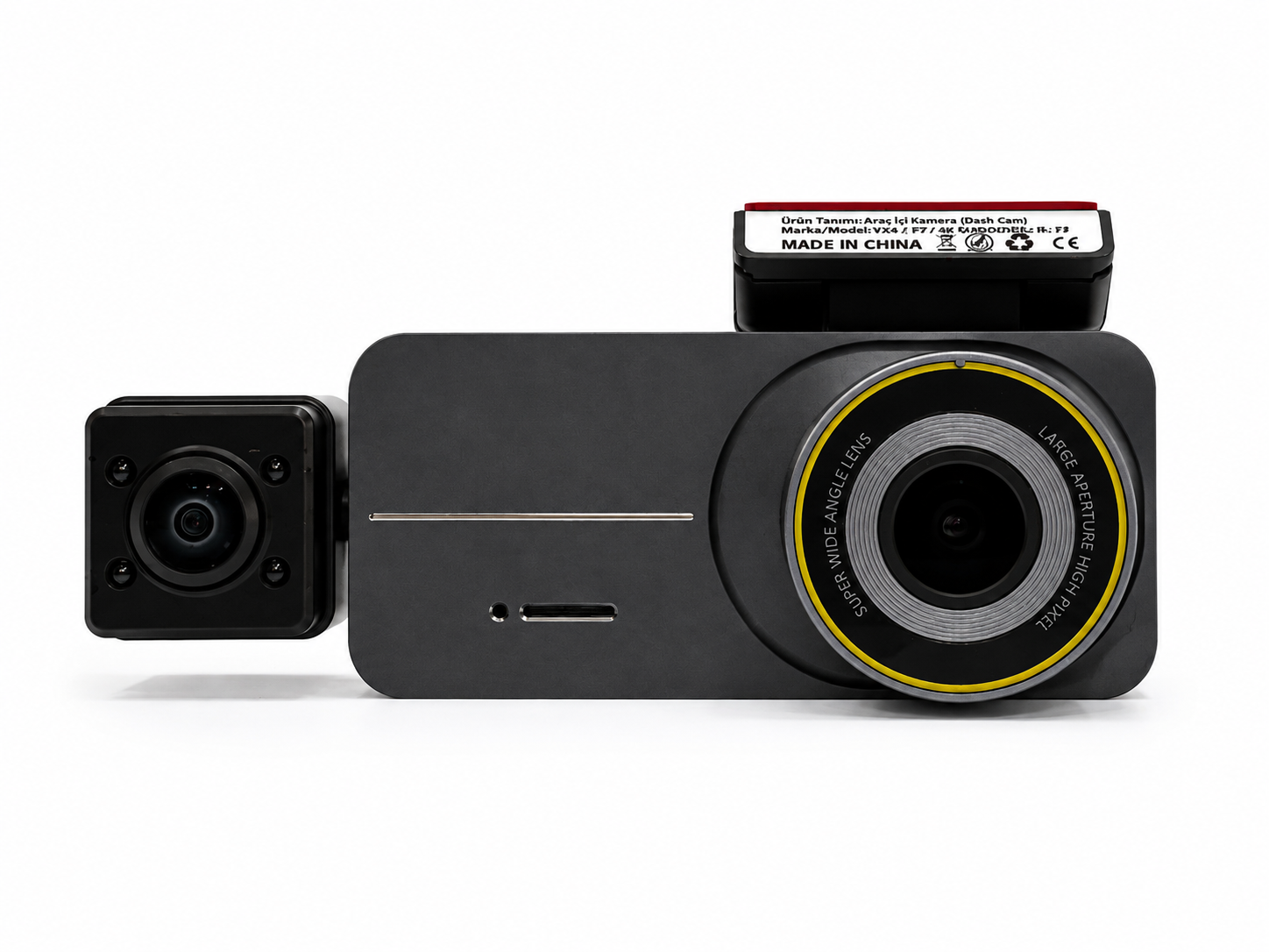 APOLLON VX2 önden görünüm; geniş açılı ana lens ve yanına bağlanan ikinci kamera modülü